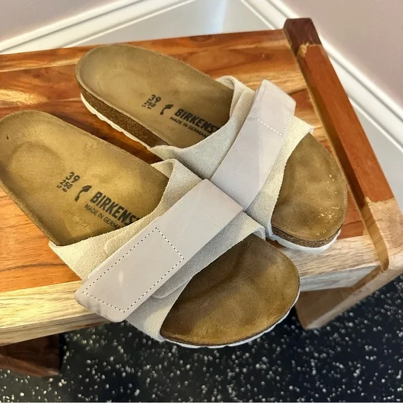 Birkenstock Cream Suede Slip-On Sandals - Picture 3 of 8